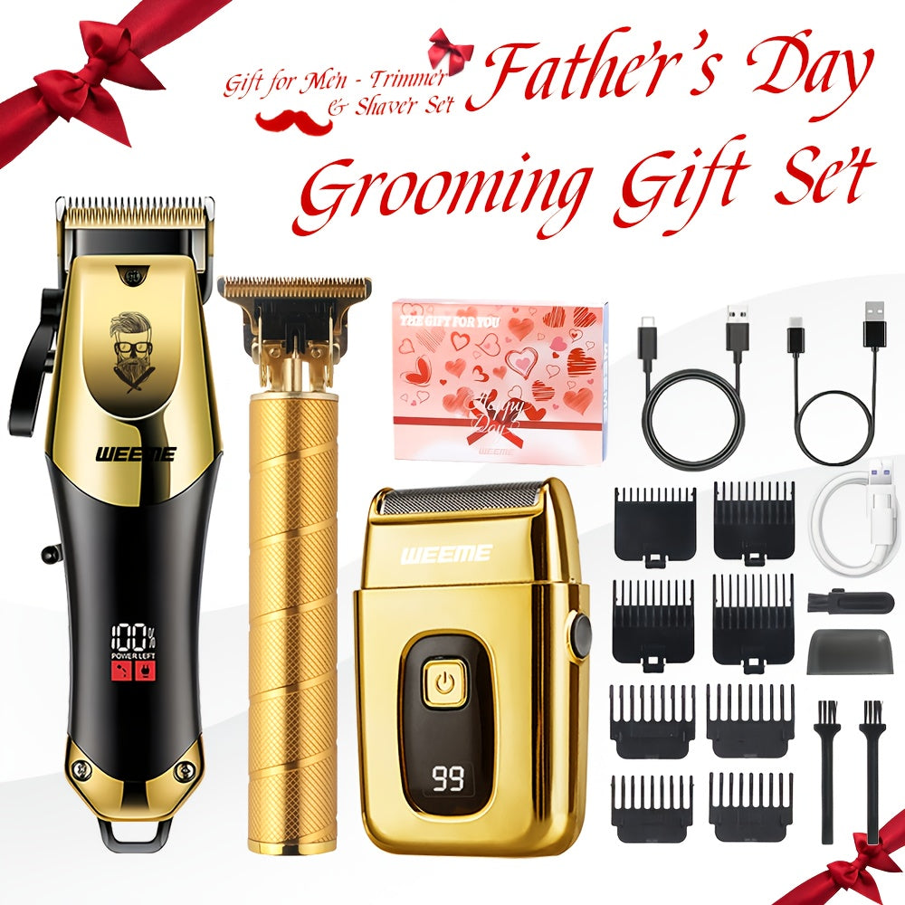 Golden Hair Clipper Razor Trimmer Set for Men