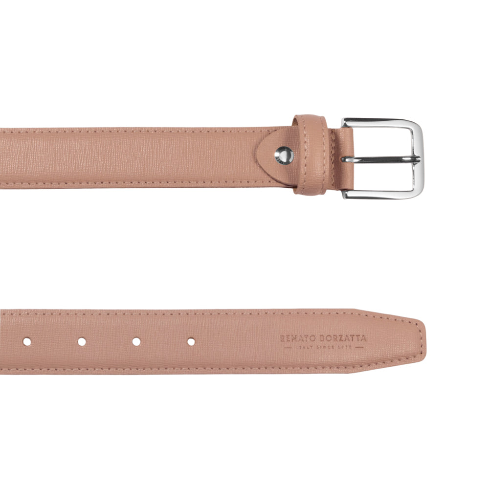 RB4017AU | Women's Belt Made in Italy in Genuine Saffiano Leather. Color: Powder Pink