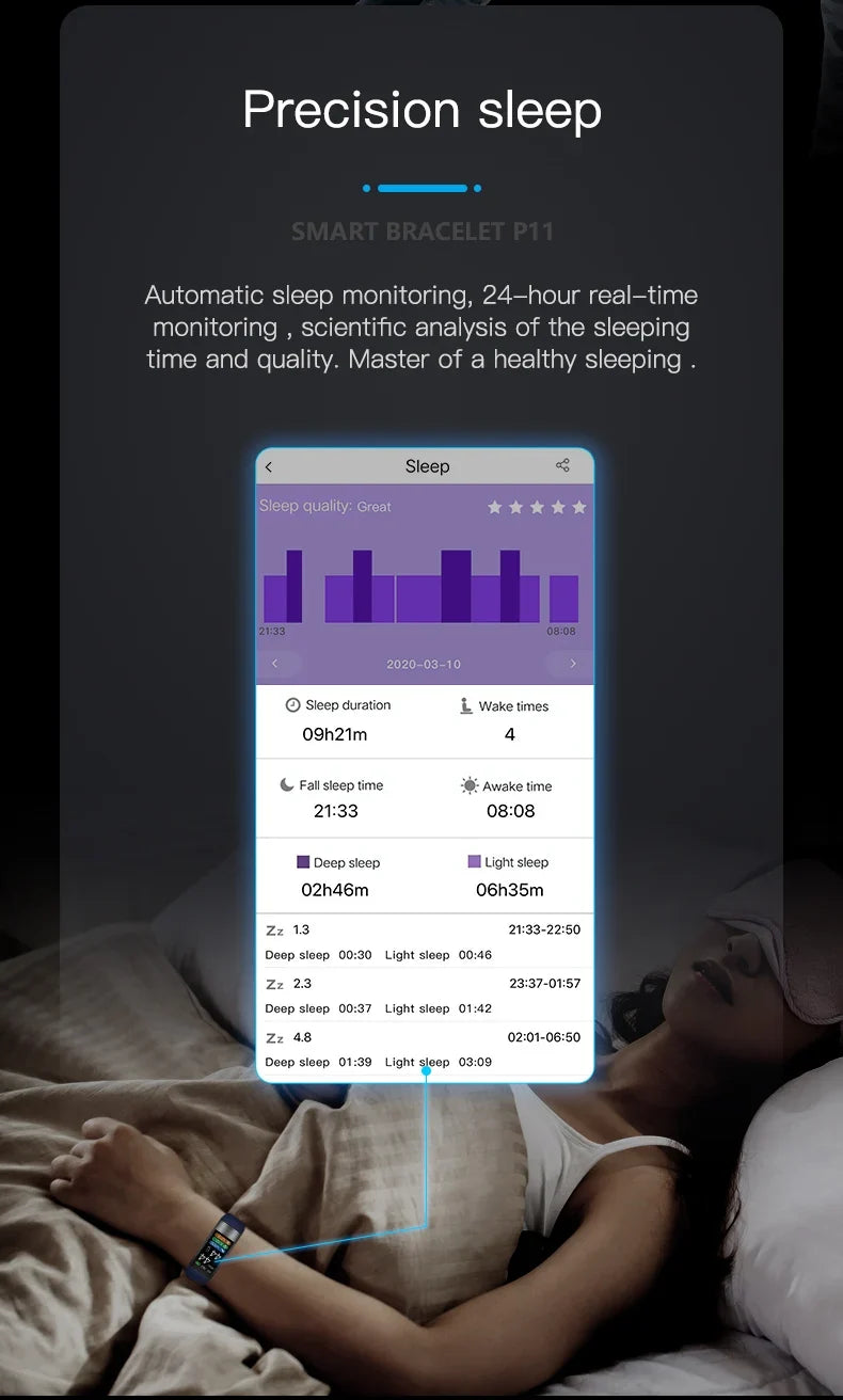 NNEOBA ECG PPG Smart Wristband Fitness Tracke Blue
