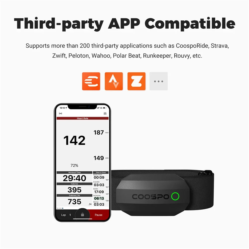 NNEOBA Dual Mode Heart Rate Sensor  ANT+ And Bluetooth Chest Strap Black