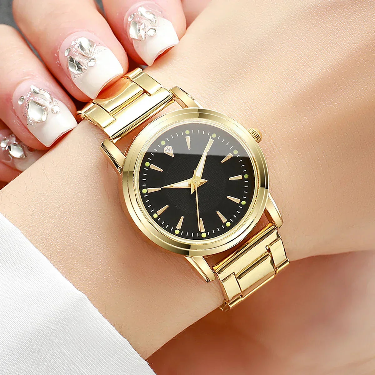Couple Quartz Gold Watches Set