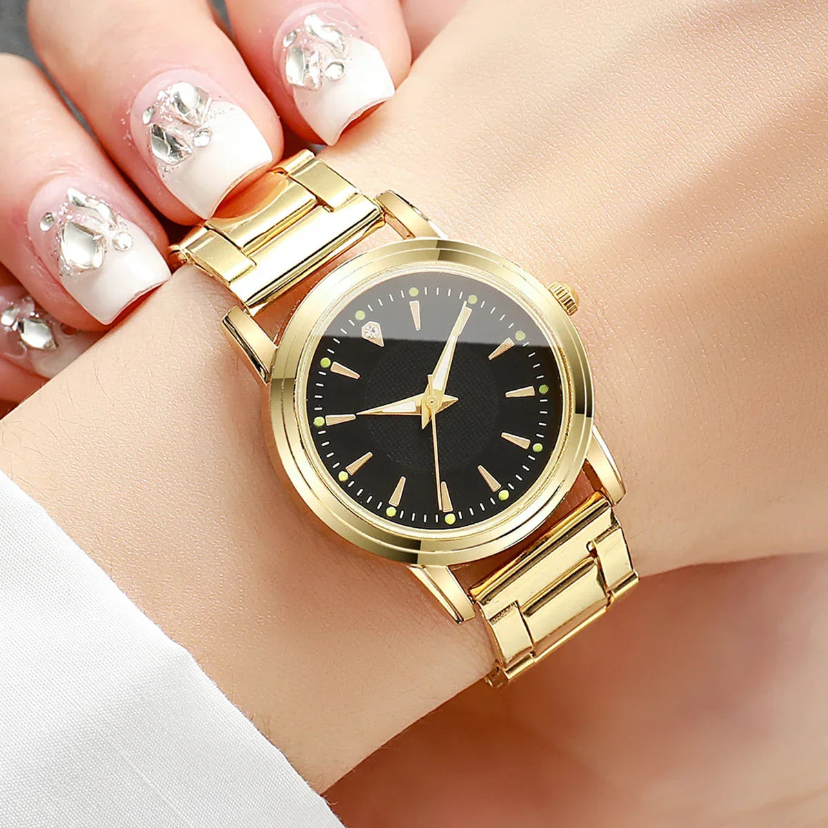 Couple Quartz Gold Watches Set