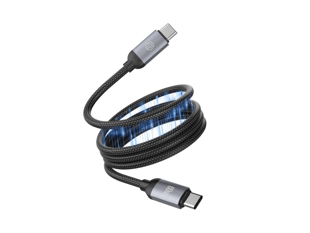 Techancy Cabo magnetico TB1802 USB-C para USB-C 1M 60W PD suporta carga 30W e transmissao de dados 480Mbps Preto