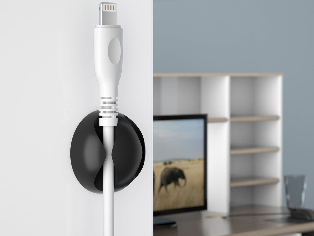 Suporte para cabos Techancy, TZ6292, embalagem com 6 unidades, organizador de cabos, preto + branco