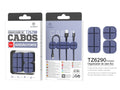 Organizador de cabos Techancy, TZ6290, embalagem com 3 unidades, organiza os cabos de forma organizada para manter a sua secretária arrumada, azul