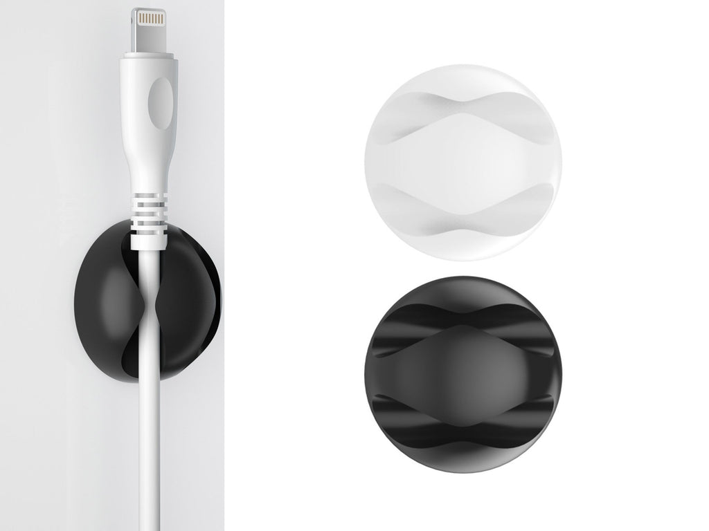 Suporte para cabos Techancy, TZ6292, embalagem com 6 unidades, organizador de cabos, preto + branco