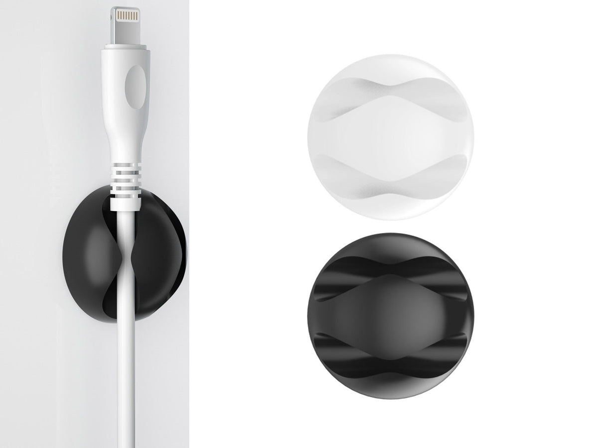 Suporte para cabos Techancy, TZ6292, embalagem com 6 unidades, organizador de cabos, preto + branco