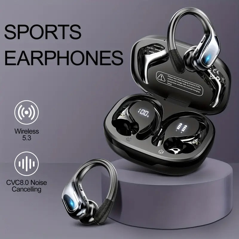 Wireless Sport Earbuds with Mic & LED Display
