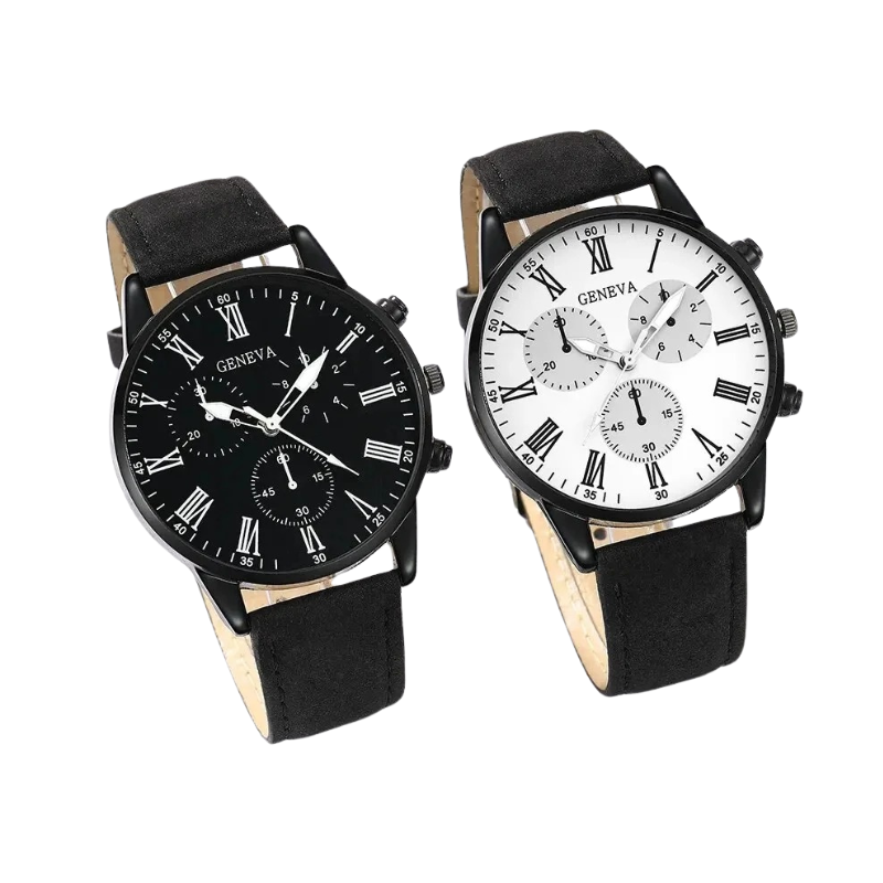 Couple Leather Quartz Watches Set
