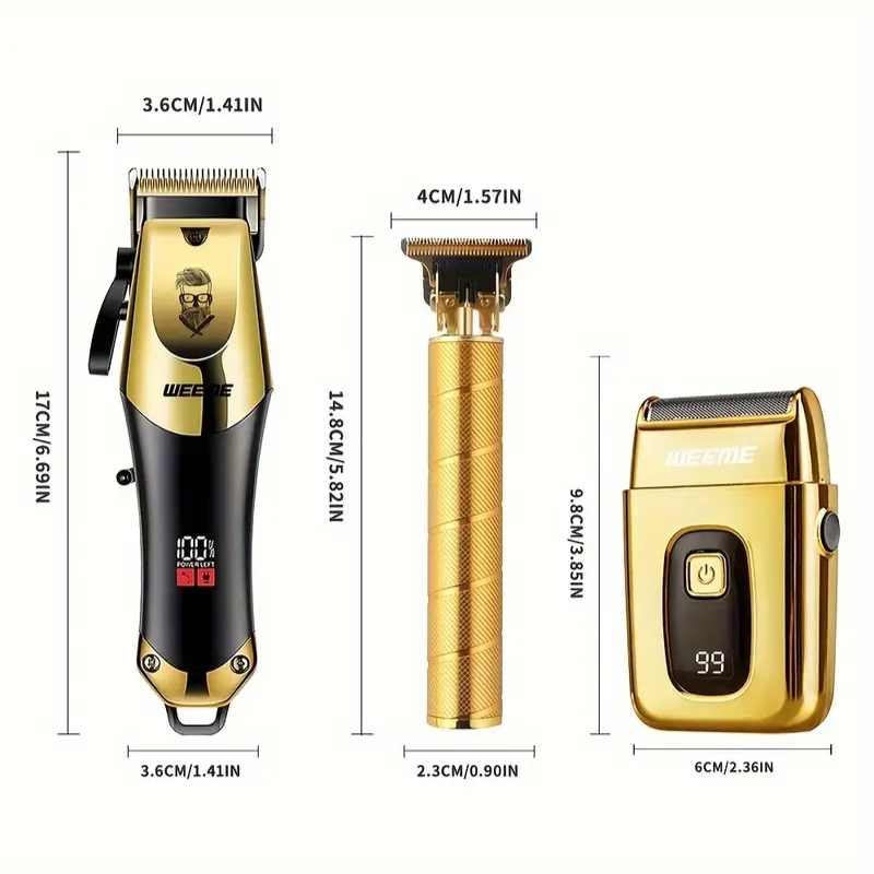 Golden Hair Clipper Razor Trimmer Set for Men